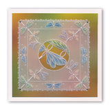 Linda's 123 - F Dragonfly, Water Iris & Water Lily A4 Square Groovi Plate