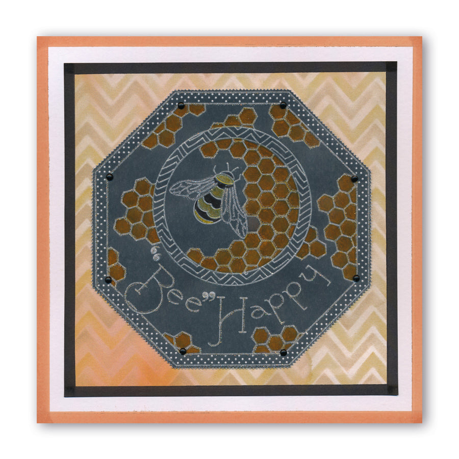 Linda's 123 - D Bumble Bee, Clover & Coneflower A5 Square Groovi Plate