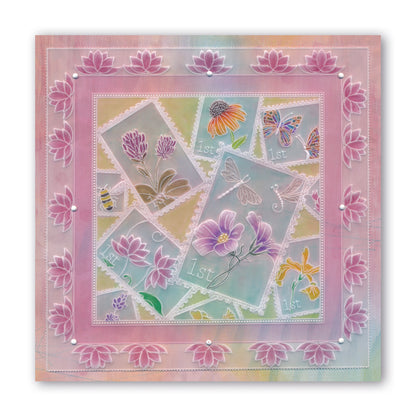 Linda's 123 - D Bumble Bee, Clover & Coneflower A4 Square Groovi Plate