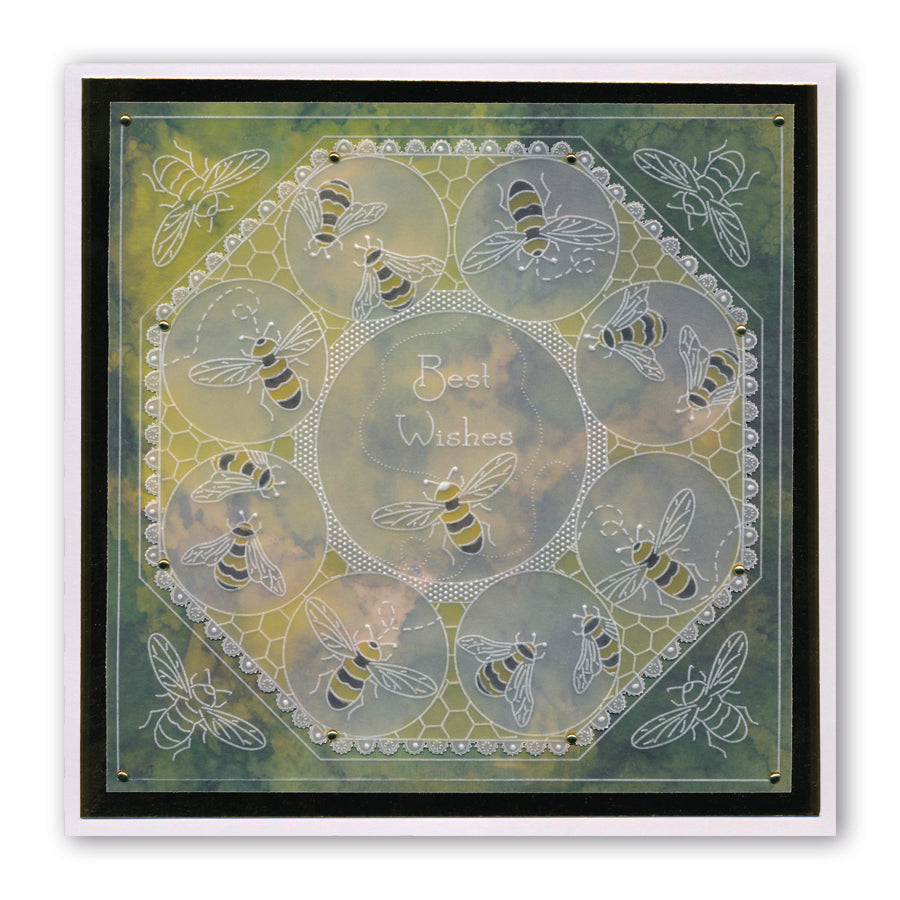 Linda's 123 - D Bumble Bee, Clover & Coneflower A5 Square Groovi Plate