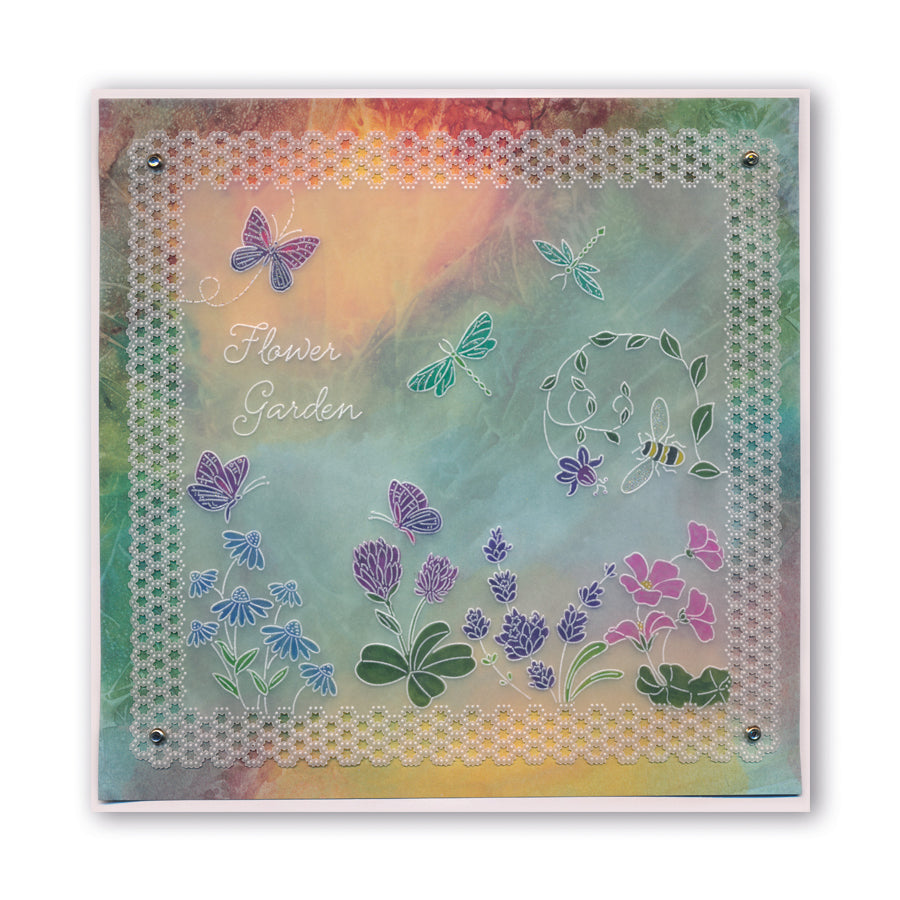 Linda's 123 - F Dragonfly, Water Iris & Water Lily A4 Square Groovi Plate
