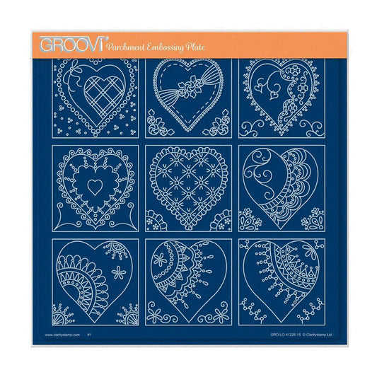 Linda's Heart Sampler A4 Square Groovi Plate