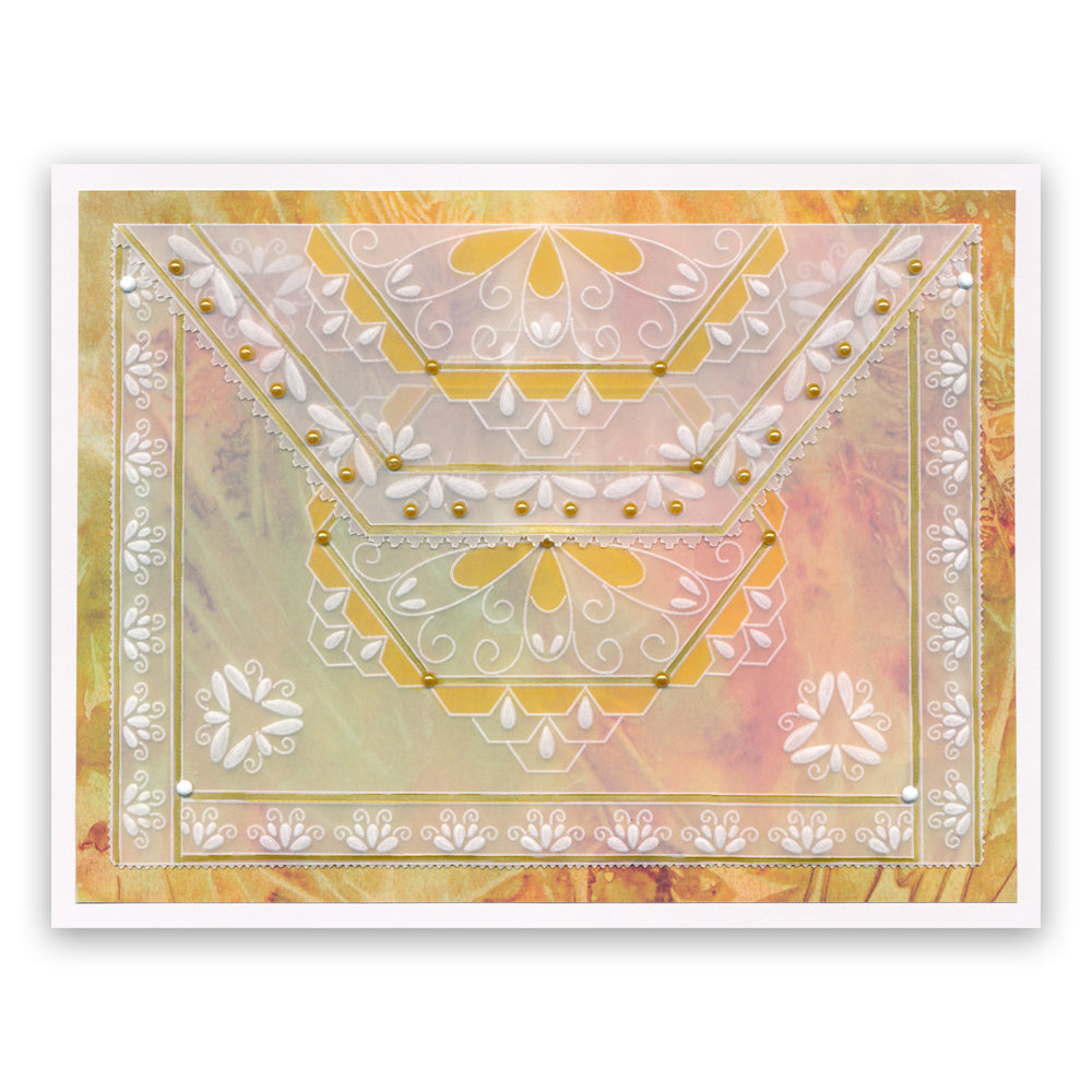 Linda's It's a Wrap! Part 1 - Hexagonal Flourish Lace Gatefold A4 Groovi Plate