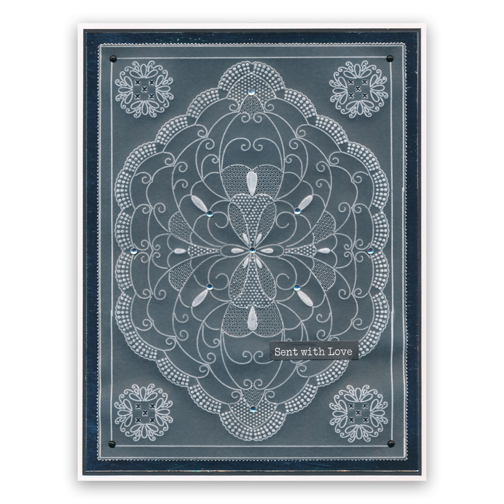 Linda's It's a Wrap! Part 1 - Hexagonal Flourish Lace Gatefold A4 Groovi Plate