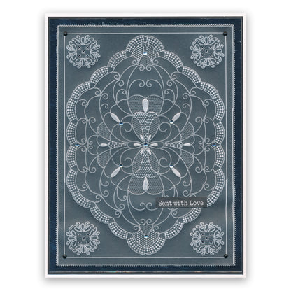 Linda's It's a Wrap! Part 1 - Hexagonal Flourish Lace Gatefold A4 Groovi Plate