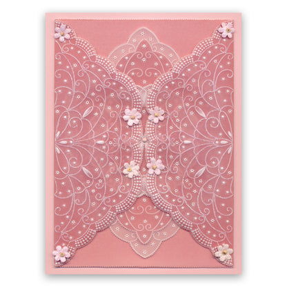 Linda's It's a Wrap! Part 1 - Hexagonal Flourish Lace Gatefold A4 Groovi Plate