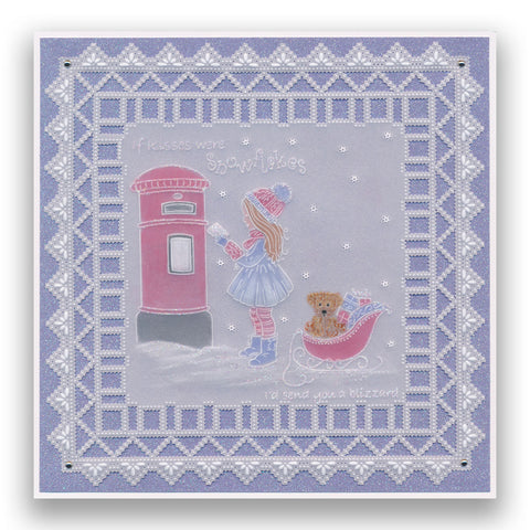Linda's Children - Winter - Girl at Postbox - A5 Square Groovi Plate
