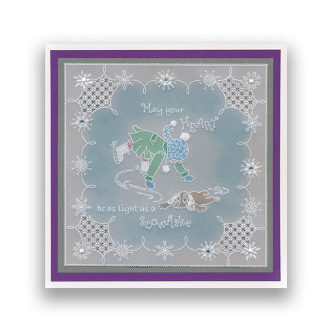 Linda's Children - Winter - Boy Ice Skating - A5 Square Groovi Plate