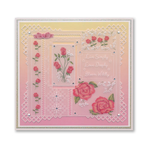 Linda's Live Simply, Bloom Wildly - Easy Layout A5 Square Groovi Plate (Set 4)