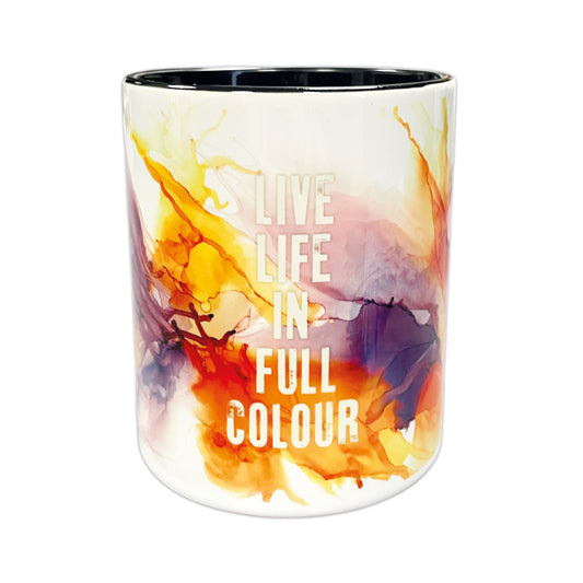 Small Ceramic Pen Pot - Live Life In Full Colour - White Writing