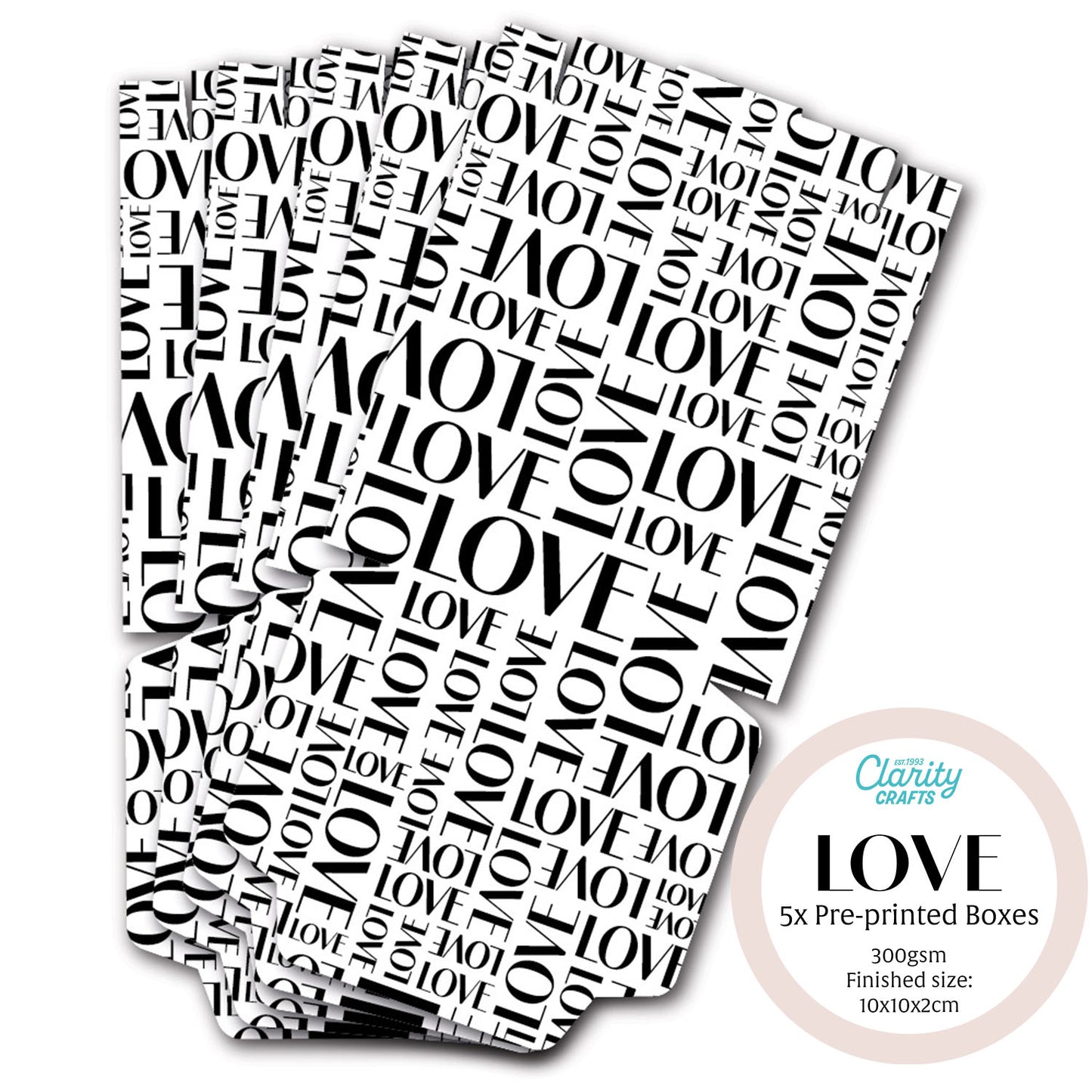 Pack of 5 Pre-Printed Boxes - Love