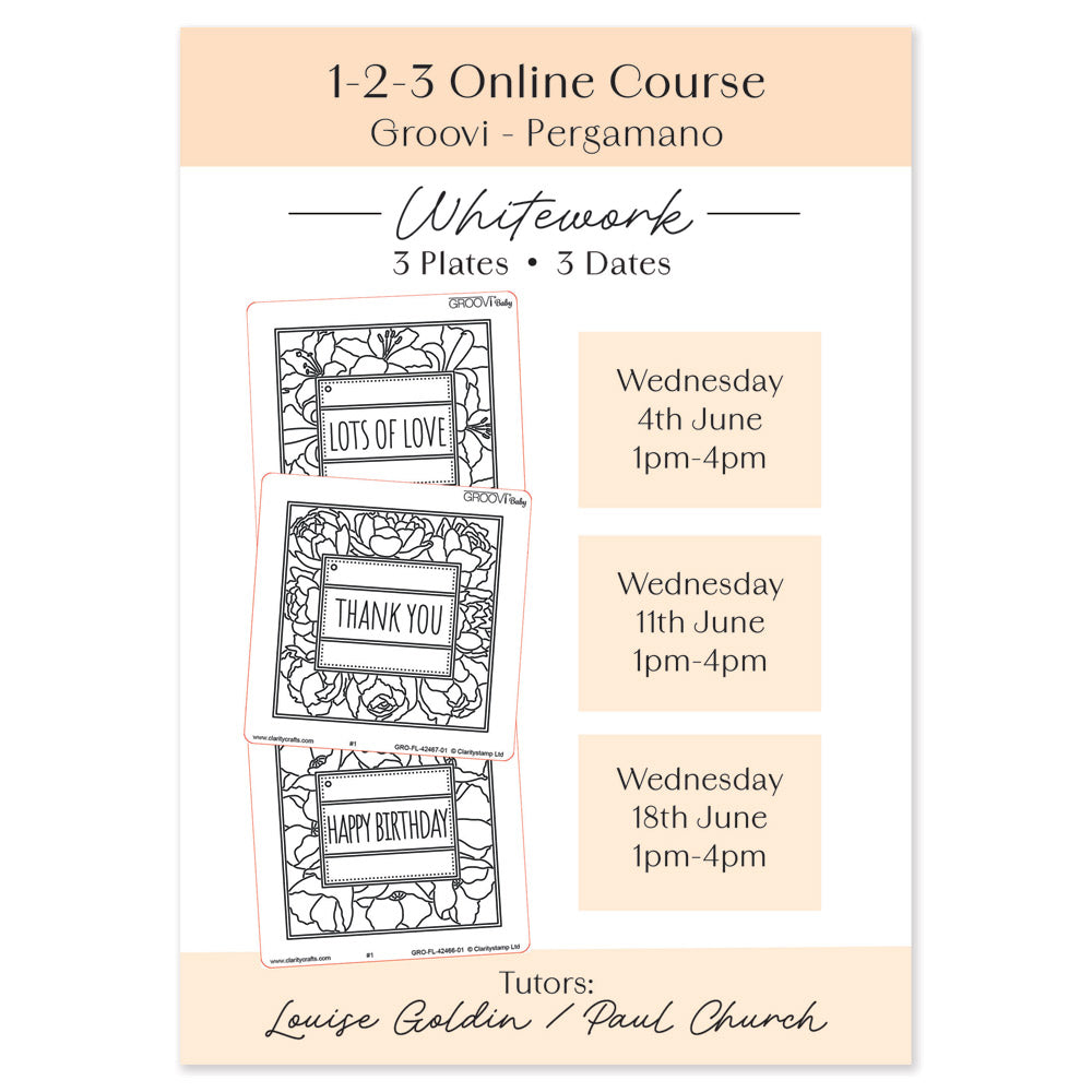 1-2-3 Online Course: Whitework for Groovi & Pergamano Parchment Crafters