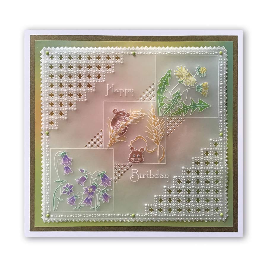 Linda's 123 - Dandelion, Corn & Harebells A4 Square Groovi Plate