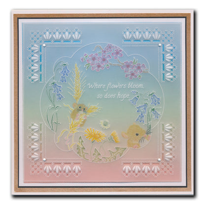 Linda's 123 - Dandelion, Corn & Harebells A4 Square Groovi Plate