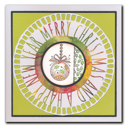 Merry Christmas & a Happy New Year Round Aperture Framer Die Set