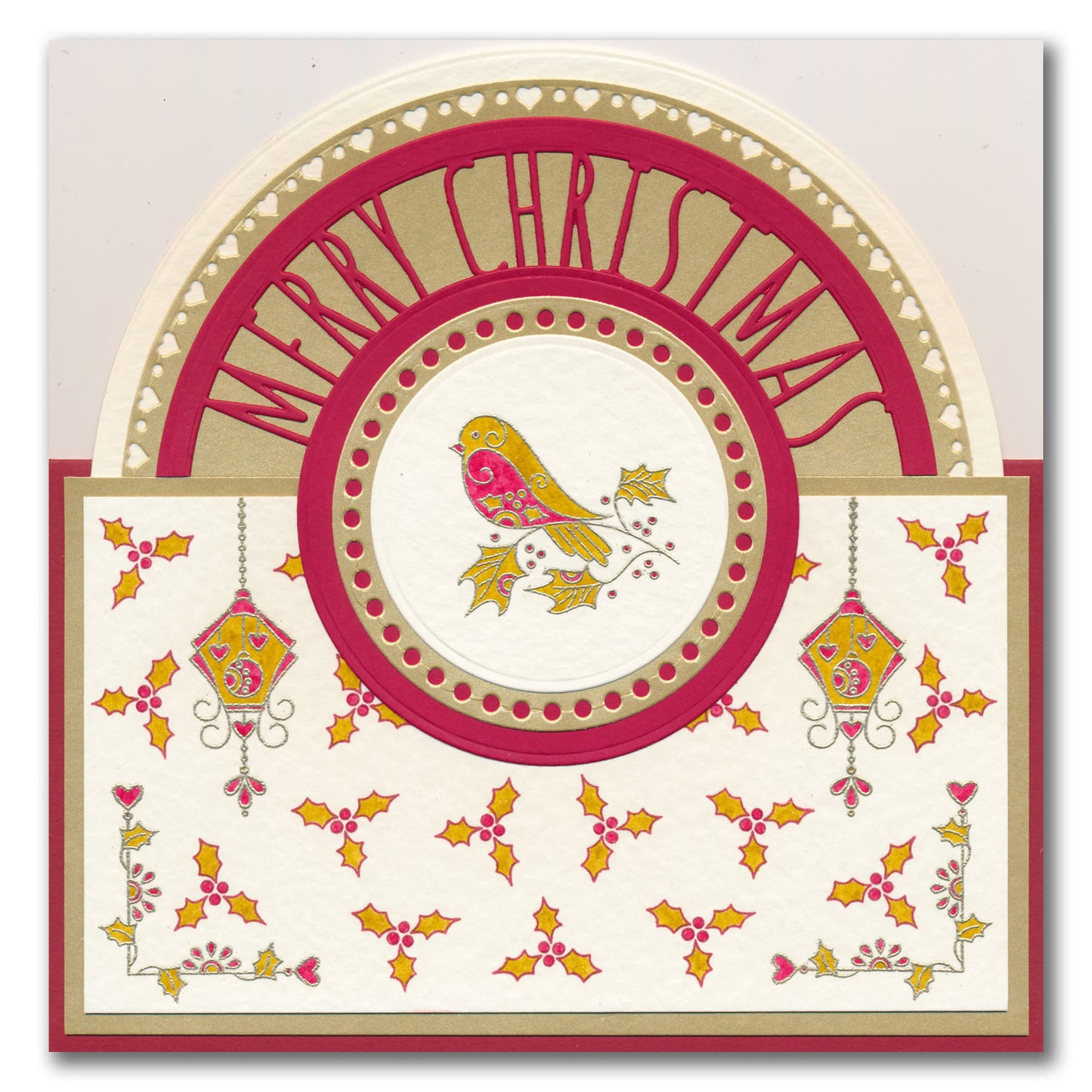 Christmas Sentiments & Holly Aperture Framer Die Collection