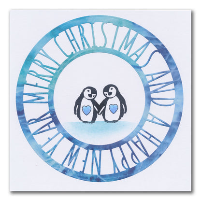 Merry Christmas & a Happy New Year Round Aperture Framer Die Set