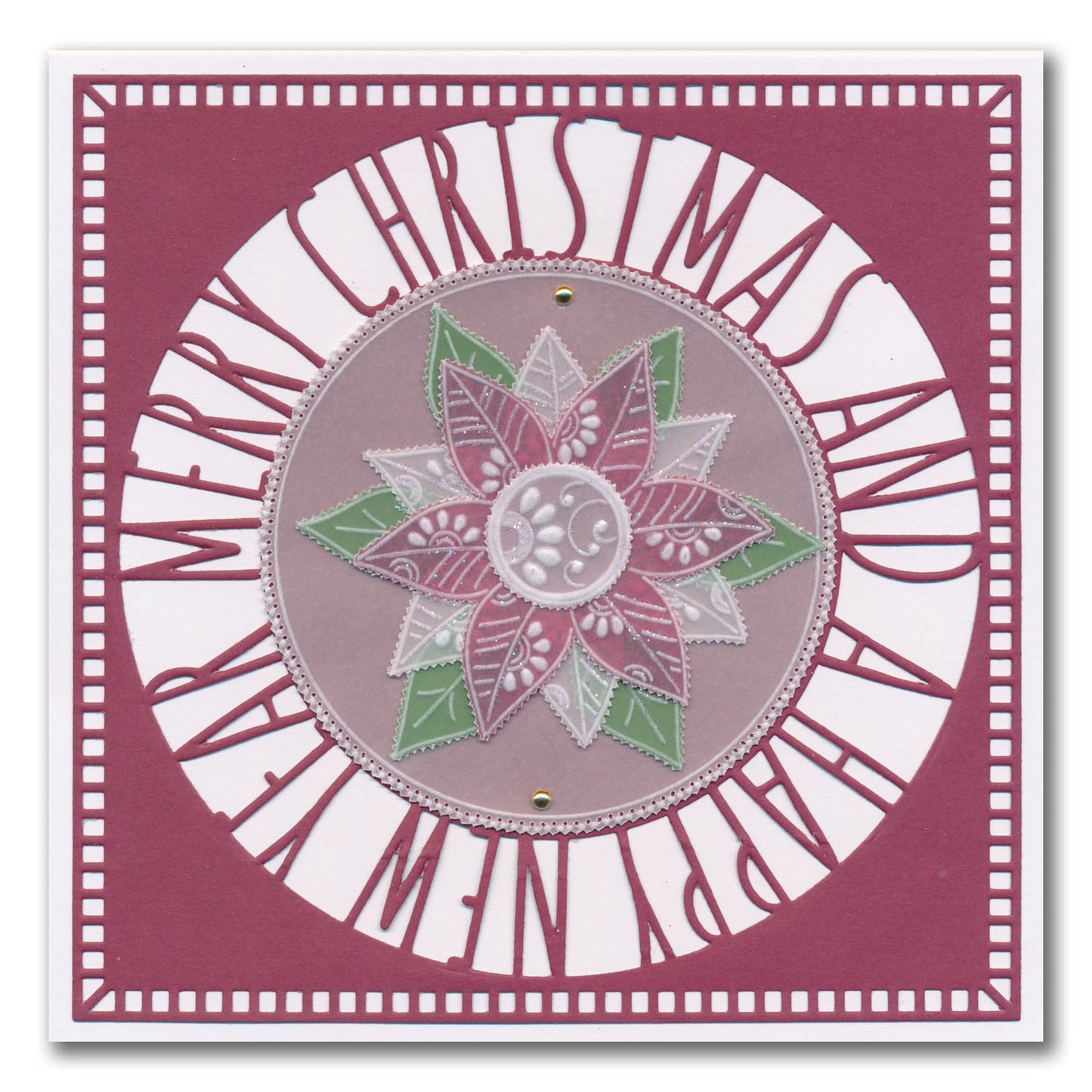 Christmas Sentiments & Holly Aperture Framer Die Collection