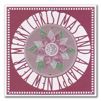 Merry Christmas & a Happy New Year Round Aperture Framer Die Set