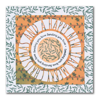 Christmas Sentiments & Holly Aperture Framer Die Collection