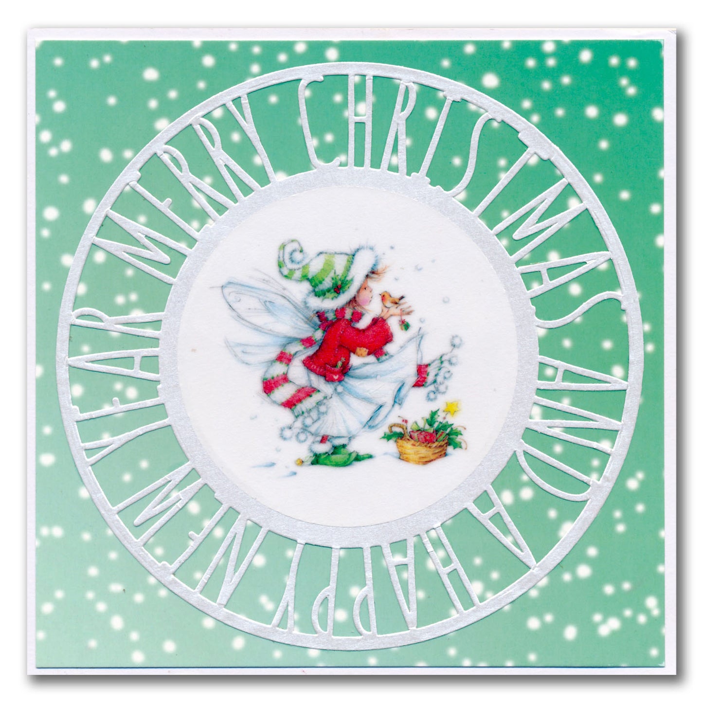Christmas Sentiments & Holly Aperture Framer Die Collection
