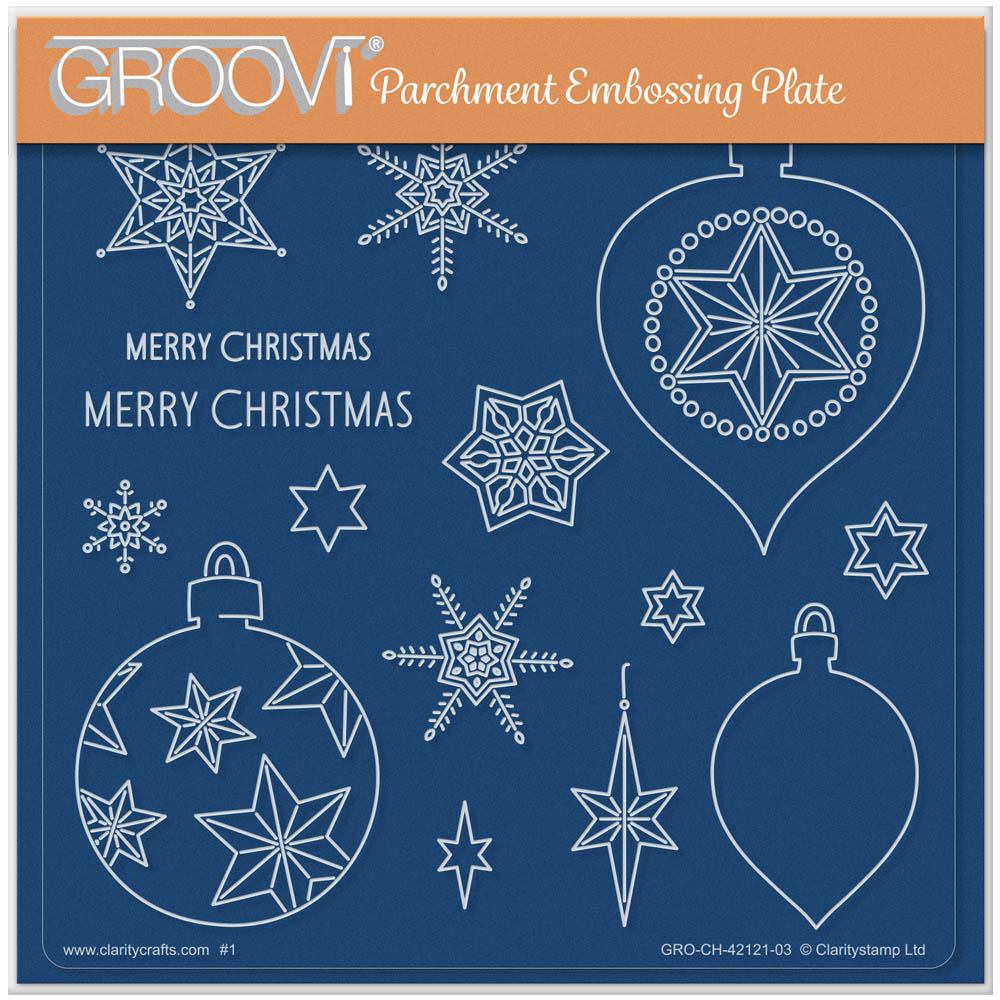 Barbara's SHAC Baubles - Merry Christmas A5 Square Groovi Plate