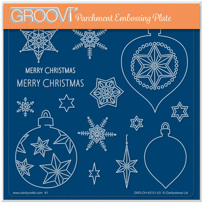 Barbara's SHAC Baubles - Merry Christmas A5 Square Groovi Plate