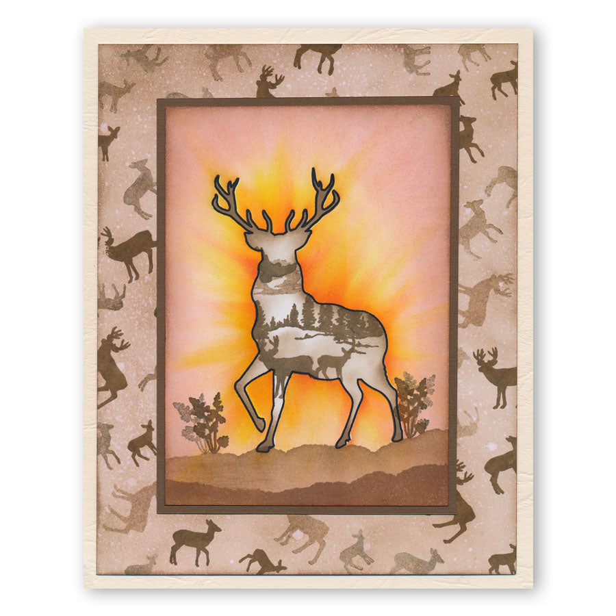Stag Outline & Woodland Miniatures A6 Stamp & Mask Duo