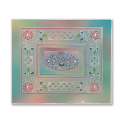 Tina's Morning Glory Flowers Parchlet A6 Square Groovi Plate