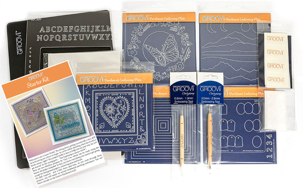 Deluxe Groovi Plate Starter Kit + Barbara's Loving Heart A5 Square Groovi Plate