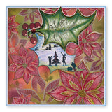 Holly Leaf Outline & Winter Cabin Miniatures A6 Stamp & Mask Duo