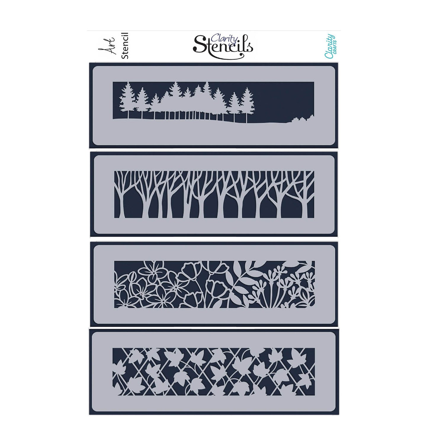 Decorative Panels Stencil Collection - Set 2 - Forestland, Woodland, Wild Meadow & Ivy Trellis