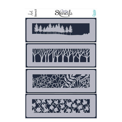 Decorative Panels Stencil Collection - Set 2 - Forestland, Woodland, Wild Meadow & Ivy Trellis
