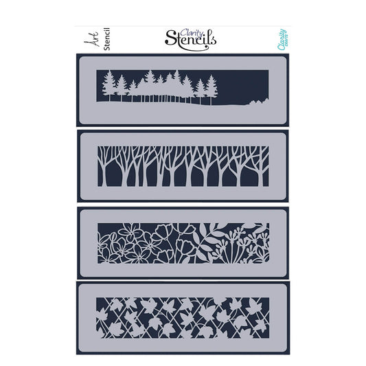 Decorative Panels Stencil Collection - Set 2 - Forestland, Woodland, Wild Meadow & Ivy Trellis