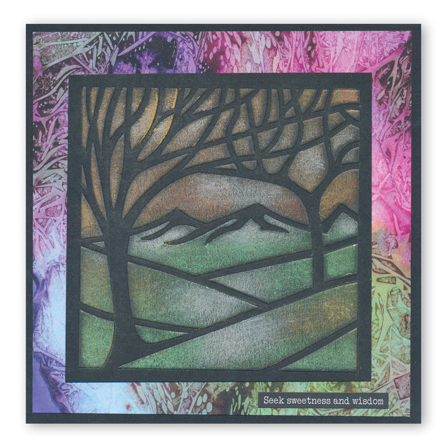 Panoramic Aperture - Two Trees 7" x 7" Stencil