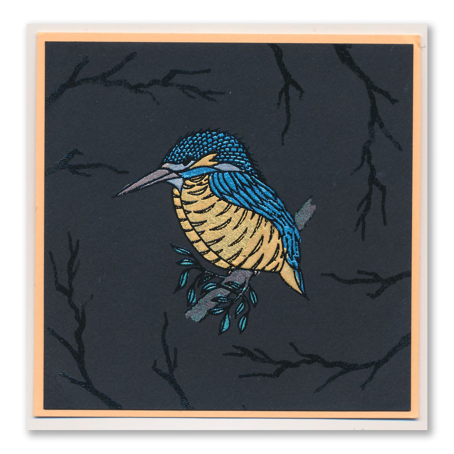 Kingfisher & Branch A5 Square Stamp & Mask Set