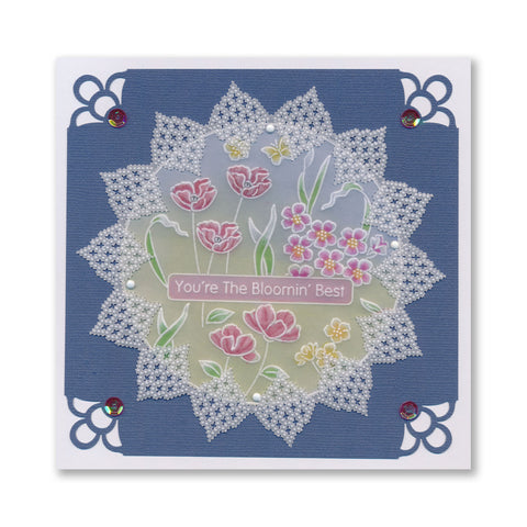 Linda's Floral Alphabet Plate Mate for A6 Square Groovi Plates