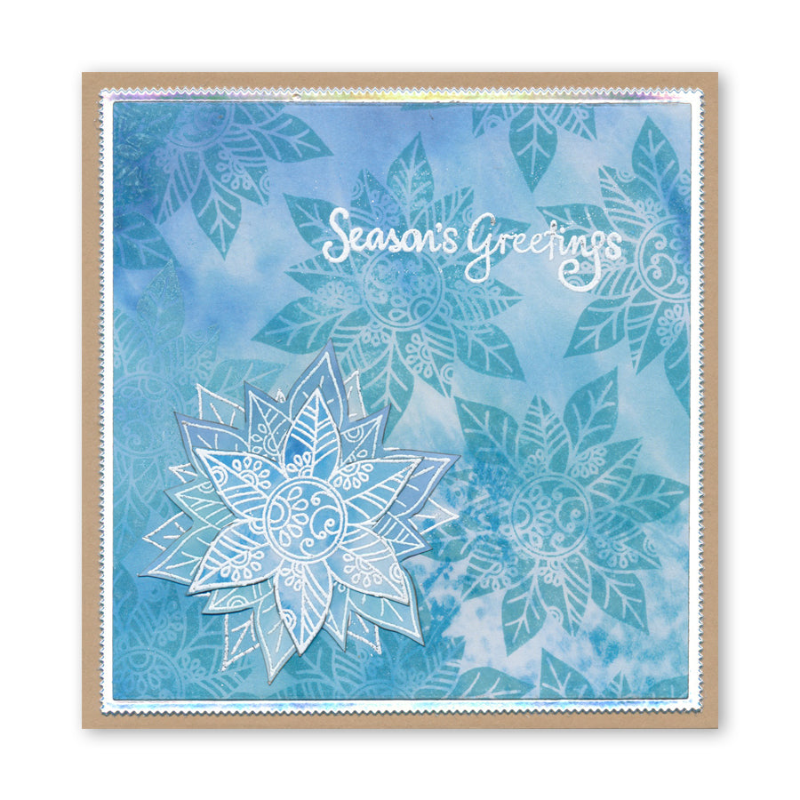 Tina's Poinsettias - Two Way Overlay Christmas Ornaments A6 Stamp Set