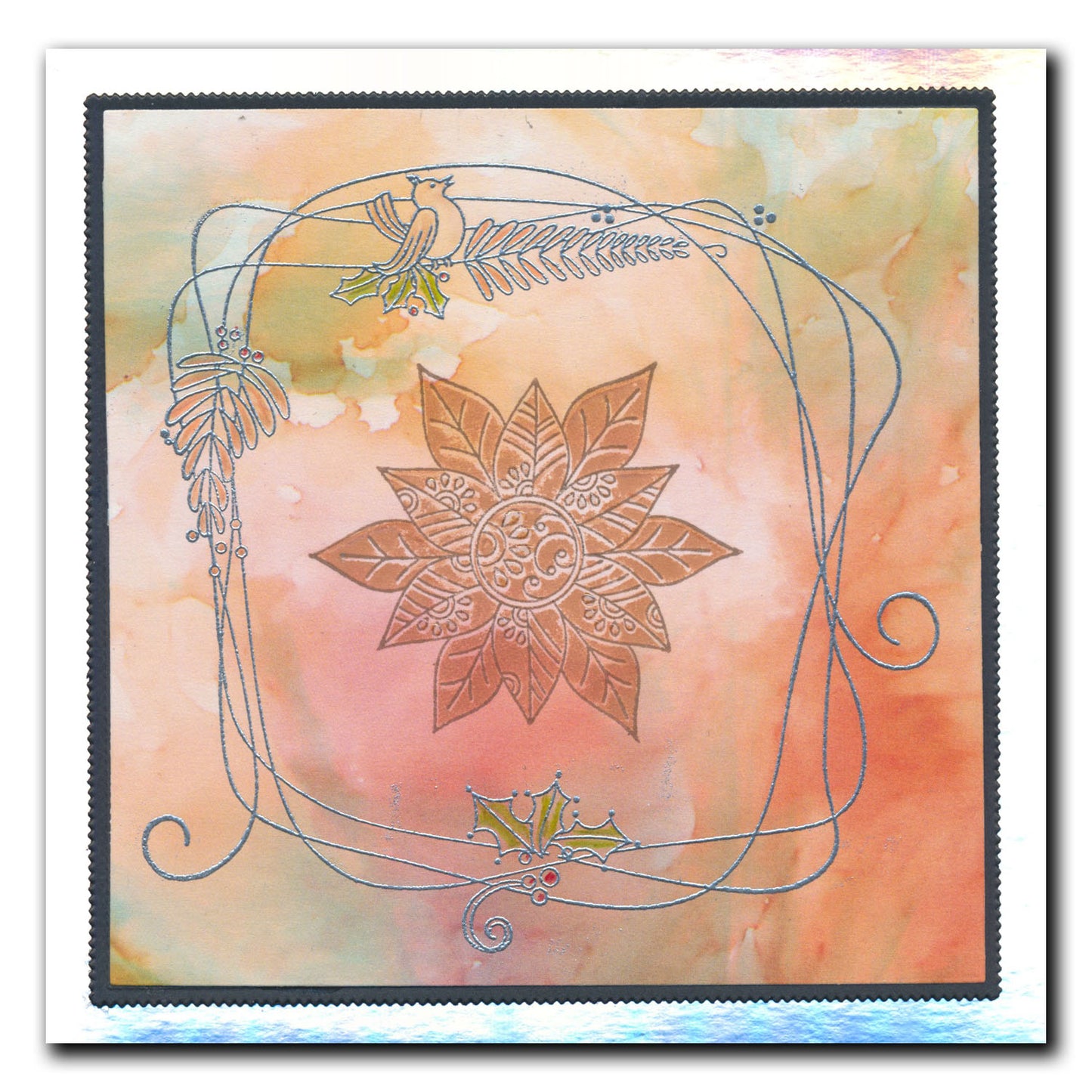 Tina's Poinsettias - Two Way Overlay Christmas Ornaments A6 Stamp Set