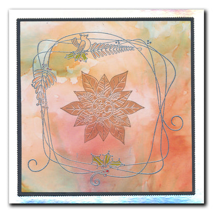 Tina's Poinsettias - Two Way Overlay Christmas Ornaments A6 Stamp Set