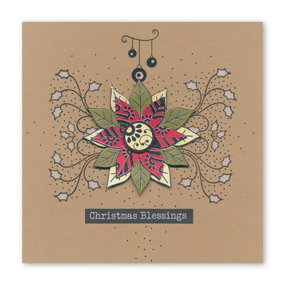 Tina's Poinsettias - Two Way Overlay Christmas Ornaments A6 Stamp Set