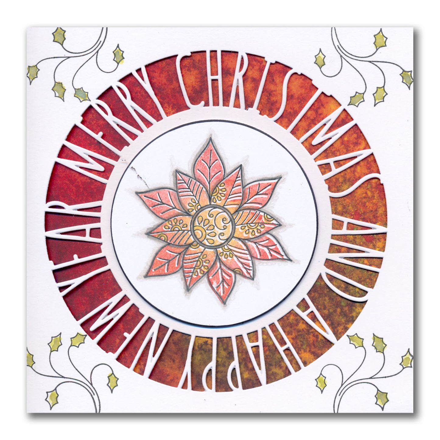 Tina's Poinsettias - Two Way Overlay Christmas Ornaments A6 Stamp Set