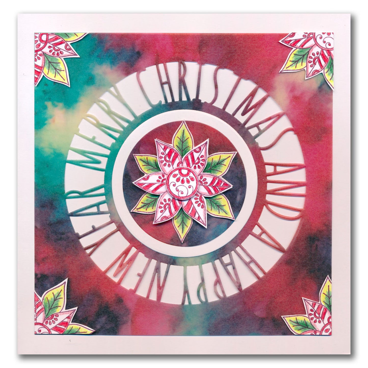 Tina's Poinsettias - Two Way Overlay Christmas Ornaments A6 Stamp Set