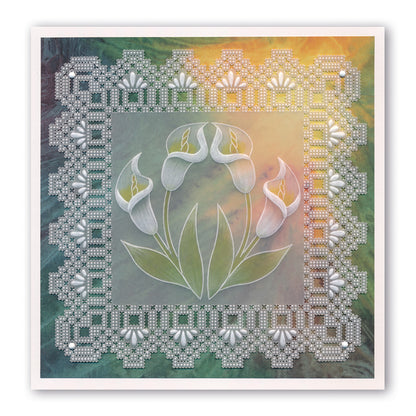 Queen's Lace Duet Grids & Alphabet Collection A5 Square Groovi Piercing Grids (Straight) & Groovi Border Plate Set