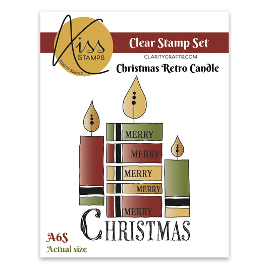 KISS by Clarity Merry Christmas Retro Candle A6 Square Stamp Set