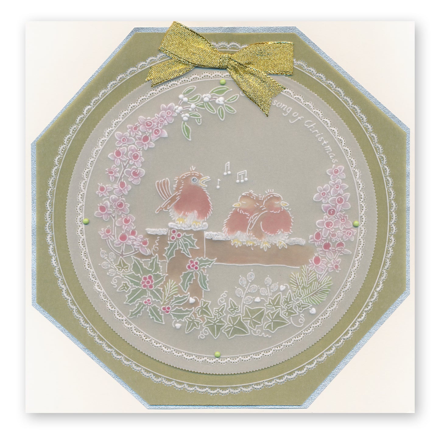 Linda's Robins & Red Cardinal Wreath Duet A5 Square Groovi Plate Set