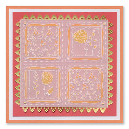 Barbara's SHAC Rose Floral Panels A5 Square Groovi Plate