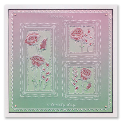 Barbara's SHAC Rose Floral Panels A5 Square Groovi Plate