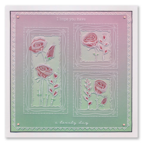 Barbara's SHAC Dahlia & Rose Floral Panels A5 Square Groovi Plate Duo