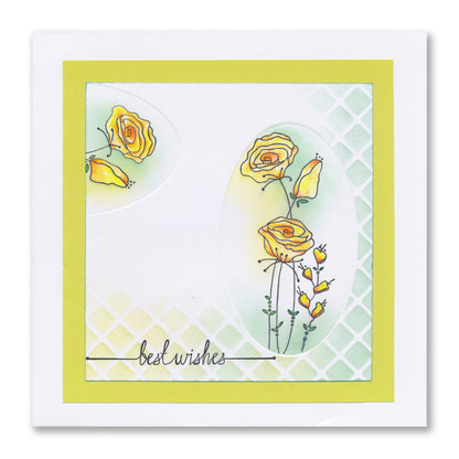 Barbara's SHAC Rose Floral Panels A5 Square Stamp & Mask Set